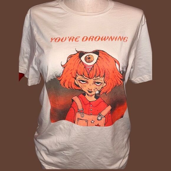 Bella & Canvas You're Drowning Short Sleeve Graphic T-Shirt Cream XL - Picture 4 of 4